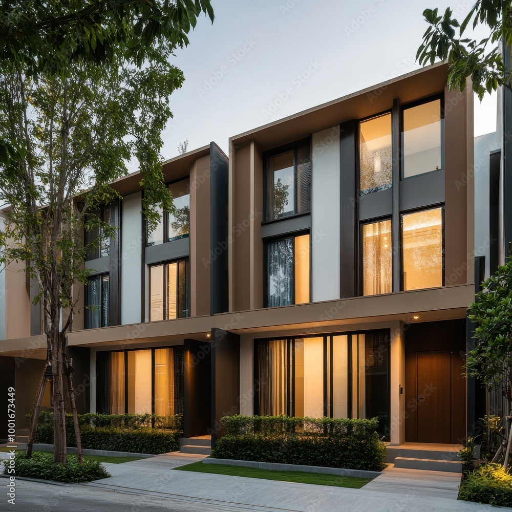 Modern Townhome Exterior in Bangna Area Modern Townhome Exterior in Bangna Area
