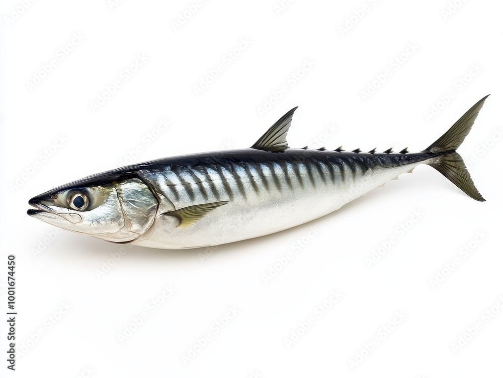 Fresh Mackerel Fish on a Clean White Background Fresh Mackerel Fish on a Clean White Background