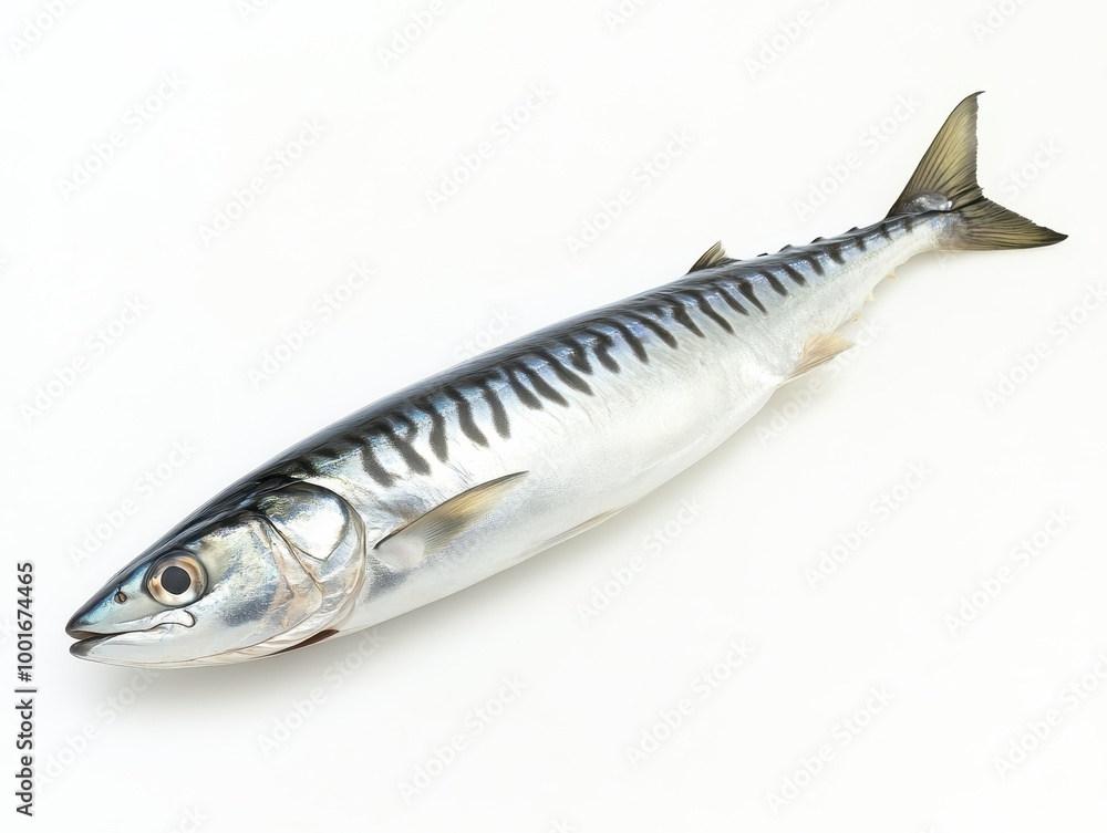 Single Mackerel Fish on Clean White Background Single Mackerel Fish on Clean White Background