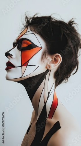 Artistic Side Profile of Woman with Clown Makeup photo