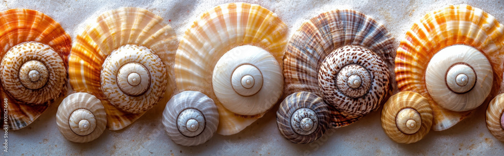 textured, spiral shells in natural hues textured, spiral shells in natural hues