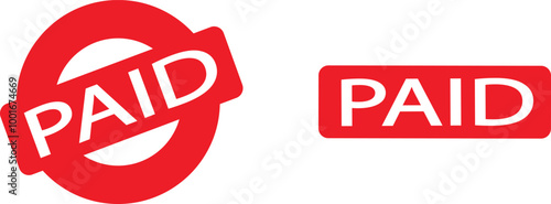 Paid stamp vector texture. Rubber cliche imprint. Web or print design element for sign, sticker, label, Badge, Placard, Notice, Seal, Message, Alert icons set isolated on transparent background.