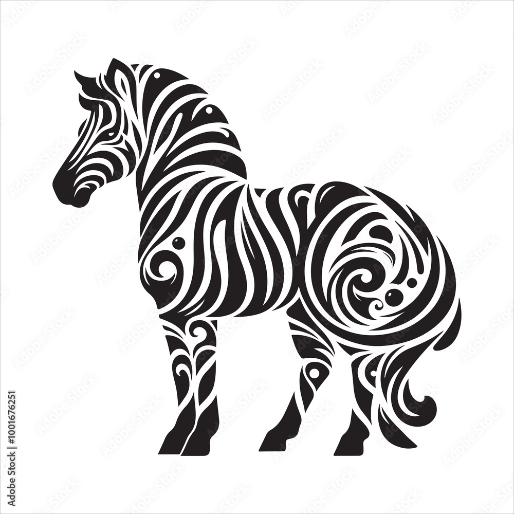 Fototapeta premium Stylized Zebra silhouette on white background