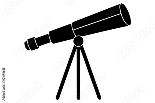 Telescope on Tripod Silhouette Vector Illustration for Astronomy