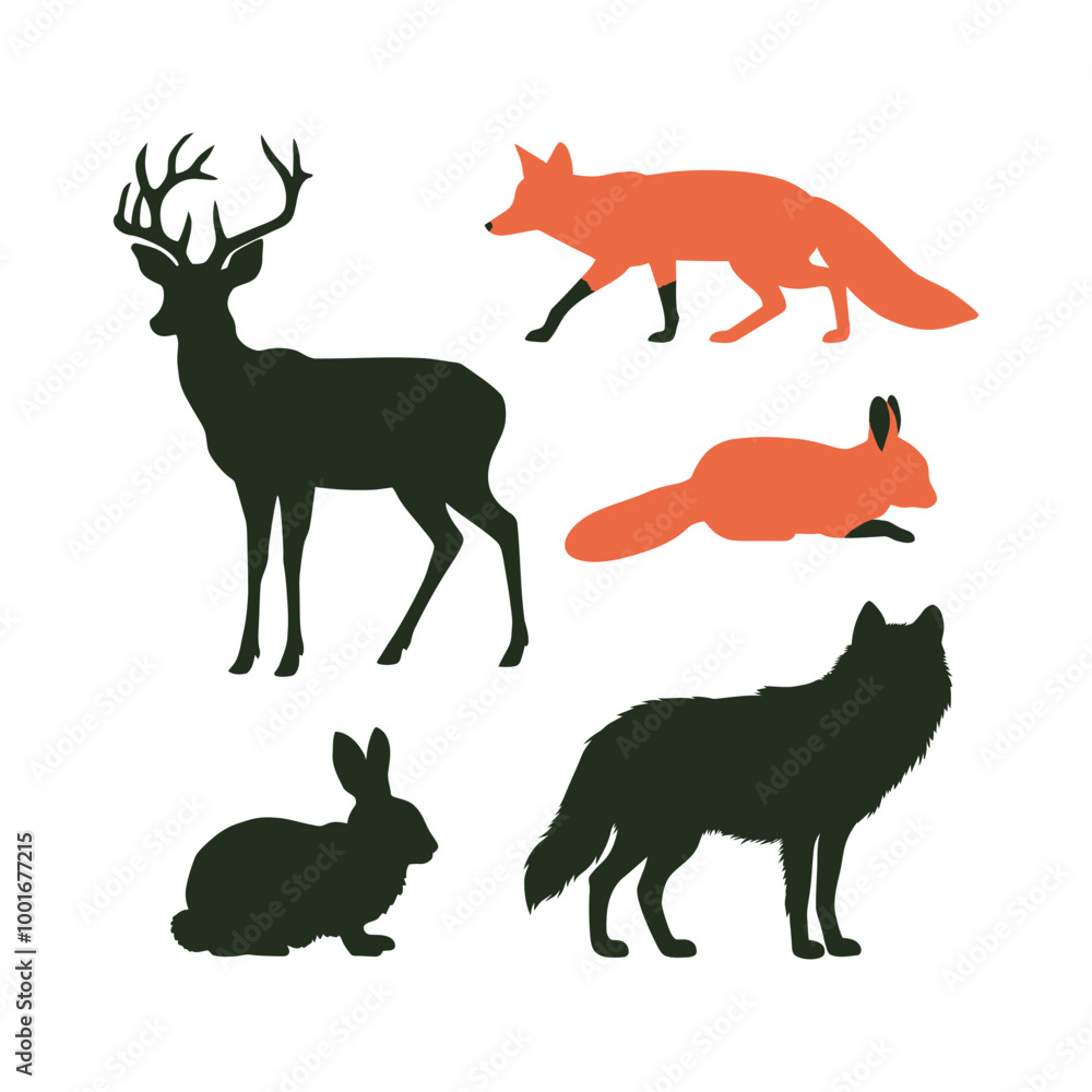 Silhouette of forest animals Silhouette of forest animals