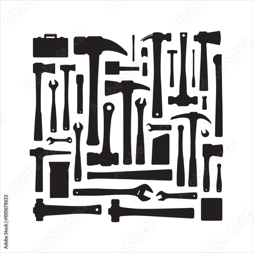 Sledgehammer silhouette on white background
