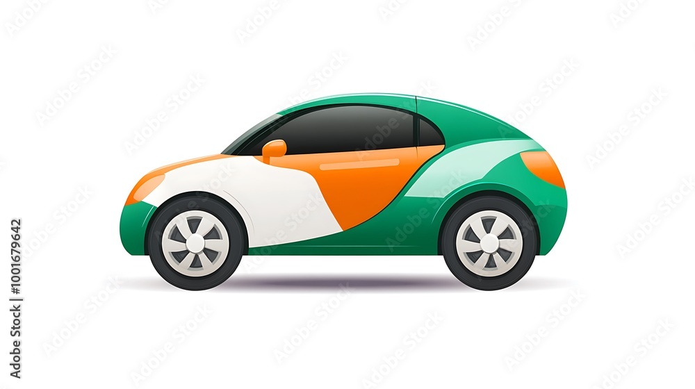 Green, orange, and white car design concept illustration Green, orange, and white car design concept illustration