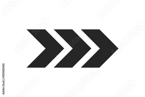 Scroll, next, swipe arrow with 3 elements isolated black illustration for UI. Vector icon in flat style