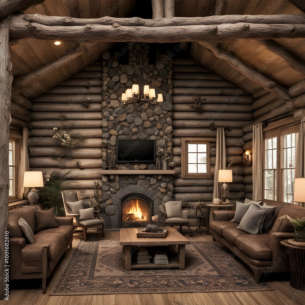 interior home design of a rustic log cabin interior home design of a rustic log cabin