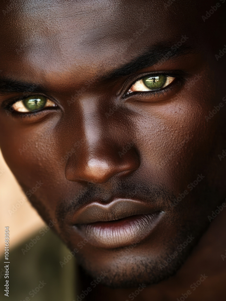 Fototapeta premium Close-up portrait of a man with striking green eyes