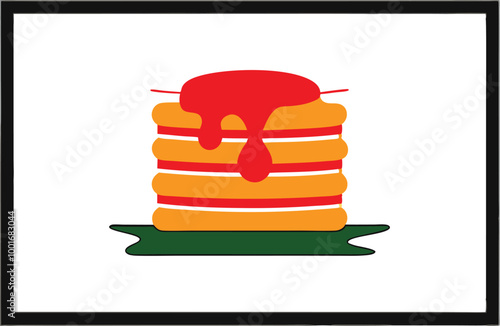 Scrumptious Pancakes Piled High Adorned with Syrup Drizzling Off
