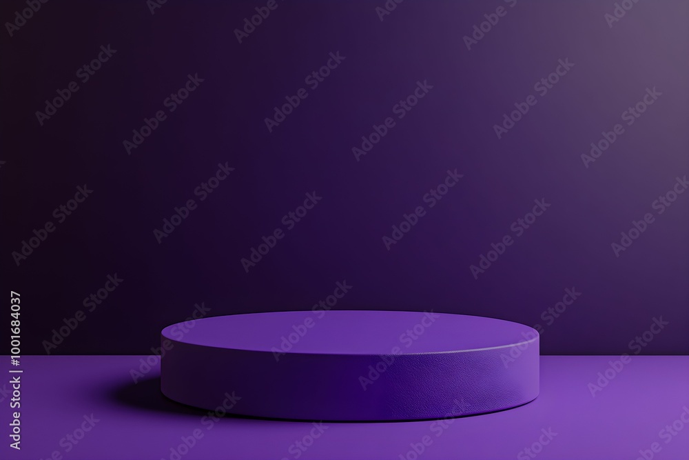 Purple circular platform on a dark gradient background for artistic displays Purple circular platform on a dark gradient background for artistic displays