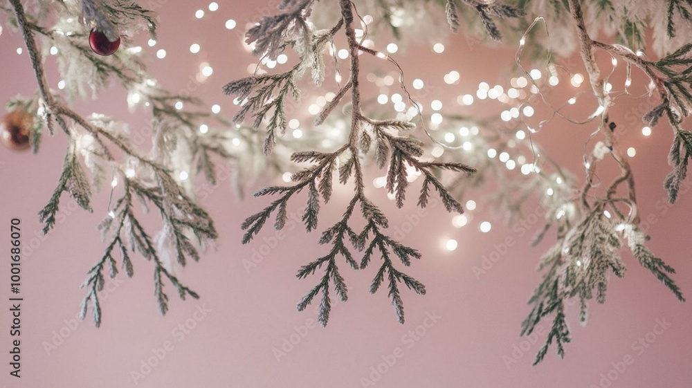 Christmas Tree Branches on Plain Background