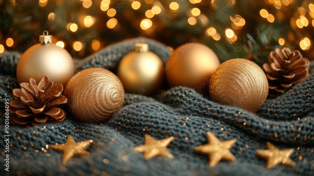 Christmas and New Year holidays background. Christmas tree with golden baubles and lights bokeh background. Space for text. Copy space. Greeting card. Christmas and New Year holidays background. Christmas tree with golden baubles and lights bokeh background. Space for text. Copy space. Greeting card.