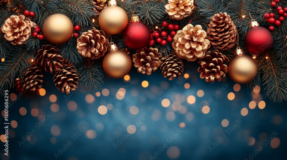 Christmas and New Year holidays background. Christmas tree with golden baubles and lights bokeh background. Space for text. Copy space. Greeting card. Christmas and New Year holidays background. Christmas tree with golden baubles and lights bokeh background. Space for text. Copy space. Greeting card.