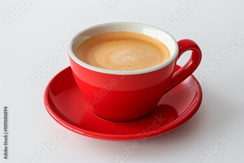 Red Coffee Cup on Saucer - Enjoy a Warm Beverage