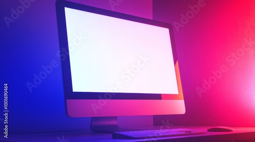 Vibrant gradient screen monitor with neon lighting