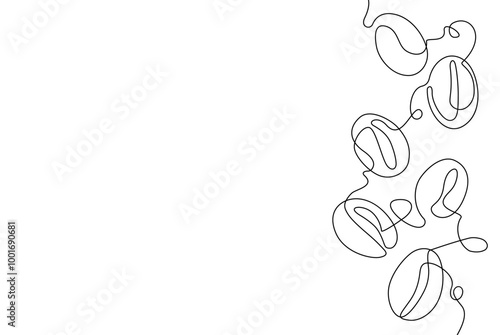 Vertical illustration with coffee beans. Linear art. Vector illustration.