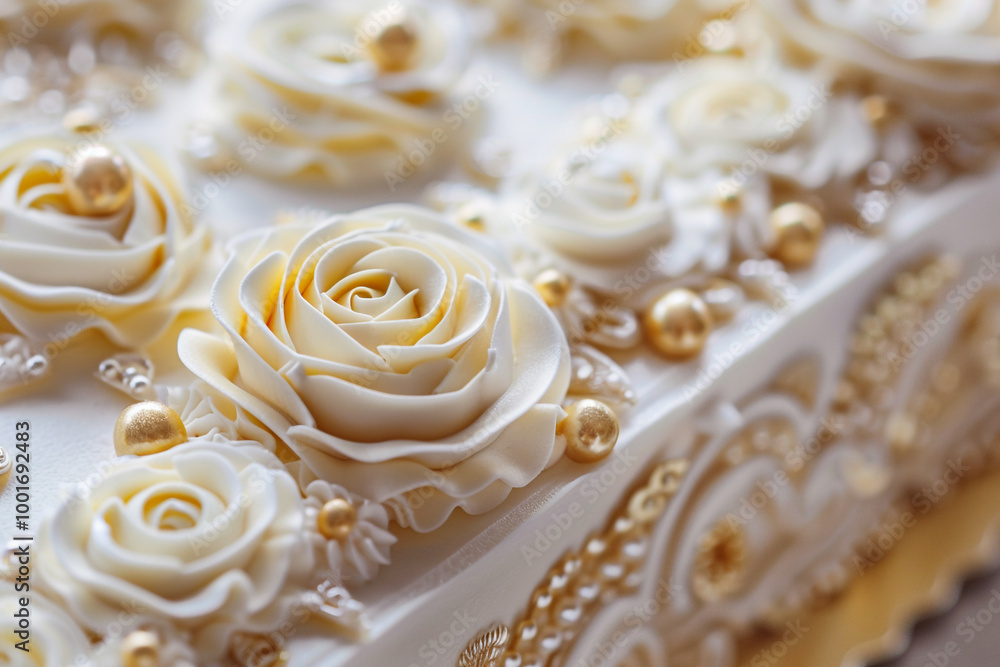 Close up on elegant confectionery showcasing intricate designs and textures in a luxurious bakery setting Close up on elegant confectionery showcasing intricate designs and textures in a luxurious bakery setting