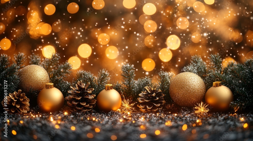 Christmas and New Year holidays background. Christmas tree with golden baubles and lights bokeh background. Space for text. Copy space. Greeting card. Christmas and New Year holidays background. Christmas tree with golden baubles and lights bokeh background. Space for text. Copy space. Greeting card.