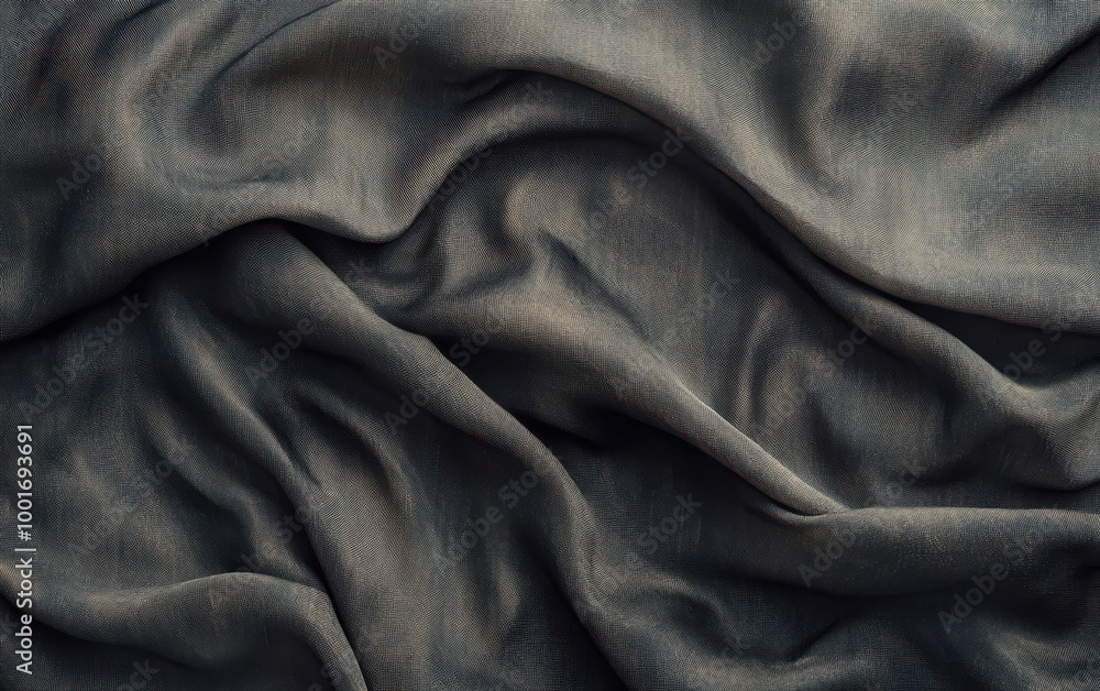 A close-up view of luxurious fabric showcasing intricate folds and textures in a rich dark hue. A close-up view of luxurious fabric showcasing intricate folds and textures in a rich dark hue.