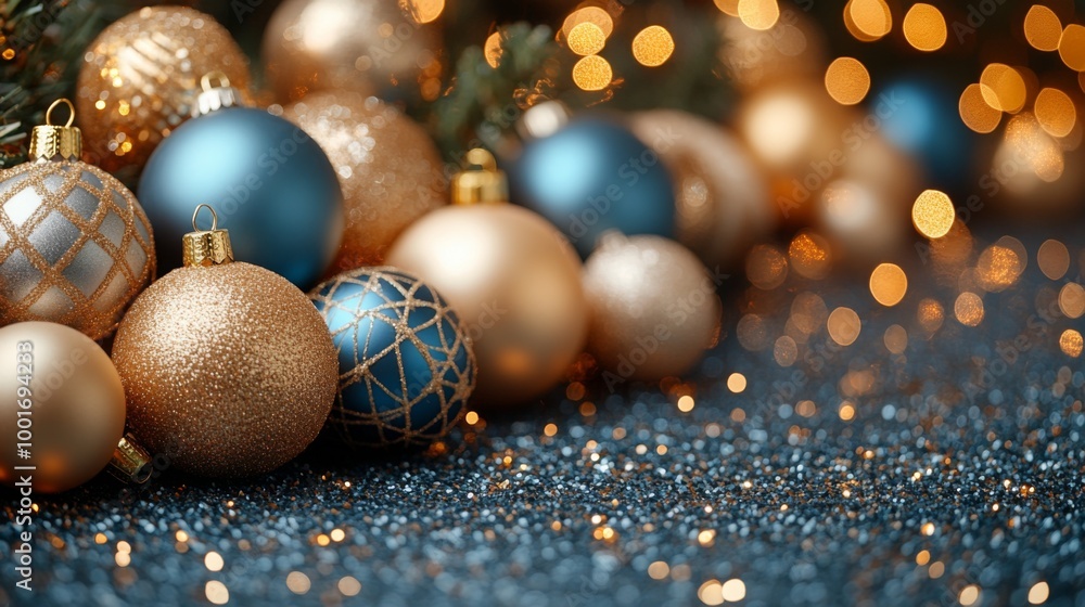 Christmas and New Year holidays background. Christmas tree with golden baubles and lights bokeh background. Space for text. Copy space. Greeting card. Christmas and New Year holidays background. Christmas tree with golden baubles and lights bokeh background. Space for text. Copy space. Greeting card.