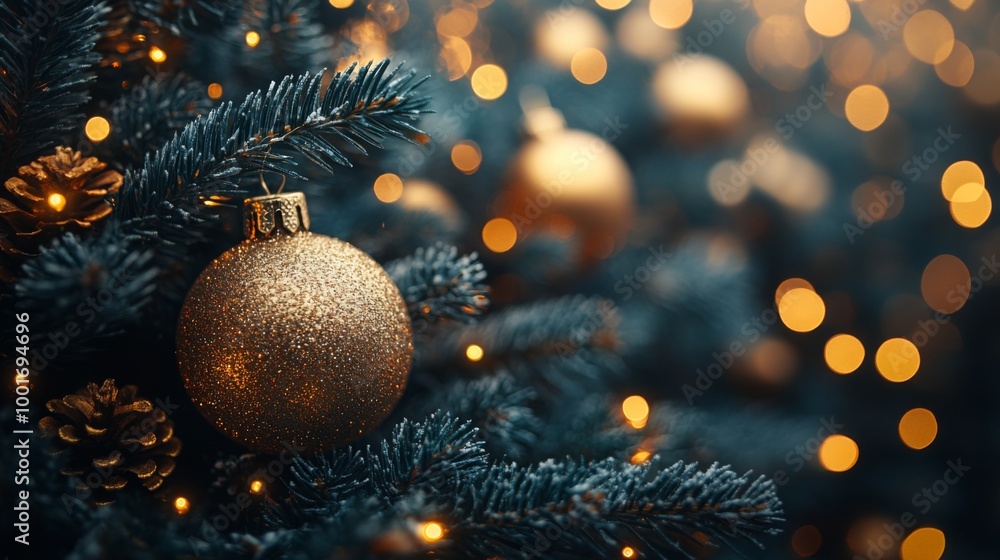Christmas and New Year holidays background. Christmas tree with golden baubles and lights bokeh background. Space for text. Copy space. Greeting card. Christmas and New Year holidays background. Christmas tree with golden baubles and lights bokeh background. Space for text. Copy space. Greeting card.