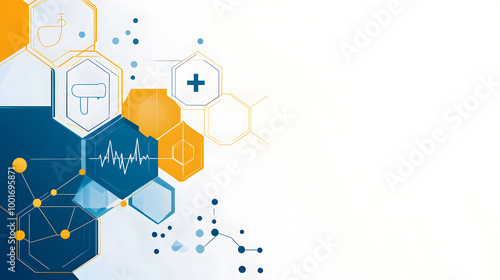 Abstract Medical and Healthcare Technology Hexagonal Background