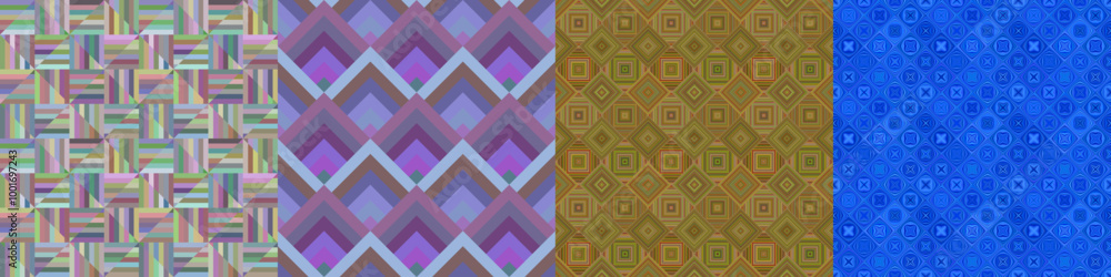 Seamless color geometric pattern set Seamless color geometric pattern set