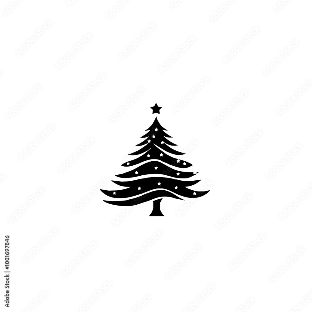Stylized Black Christmas Tree with Stars and Sparkles
Stylized Black Christmas Tree with Stars and Sparkles
