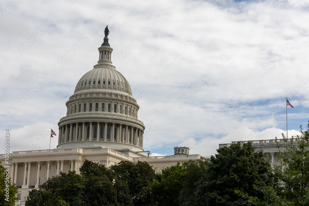 Fototapeta premium US Capitol building under cloudy skies