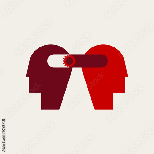 Artificial intelligence technology vector concept. Symbol of copyright issues, theft, digital future. Minimal eps10 illustration.