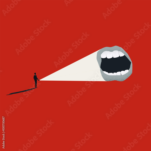 Bossing or bullying at work business vector concept. Symbol of stress, harassment, abuse. Minimal design eps10 illustration.