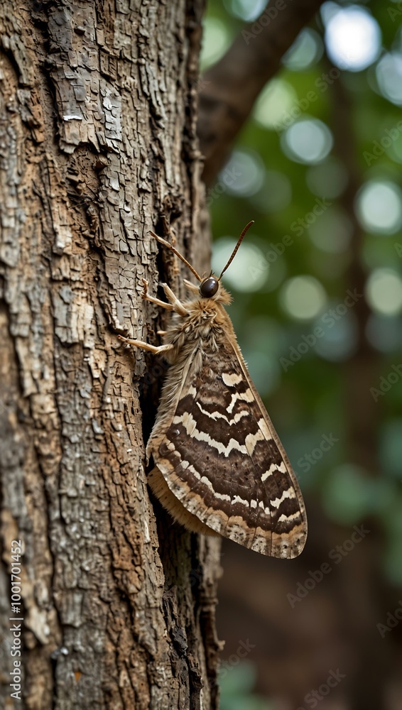 Large brown moth blending into a tree. Large brown moth blending into a tree.