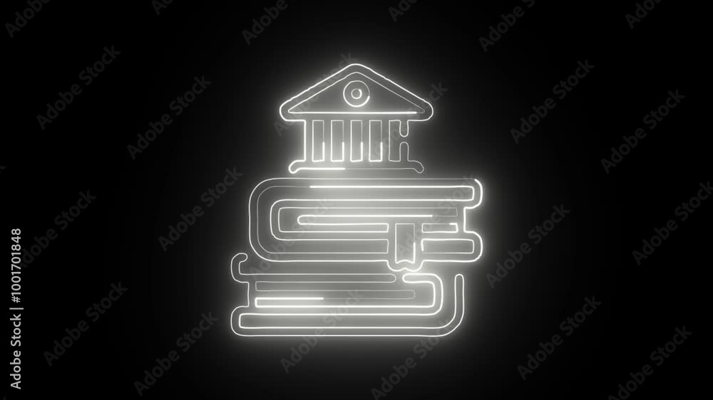 Glowing Neon Faculty Icon Isolated on Black Background. HD Video Motion Graphic Animation Glowing Neon Faculty Icon Isolated on Black Background. HD Video Motion Graphic Animation