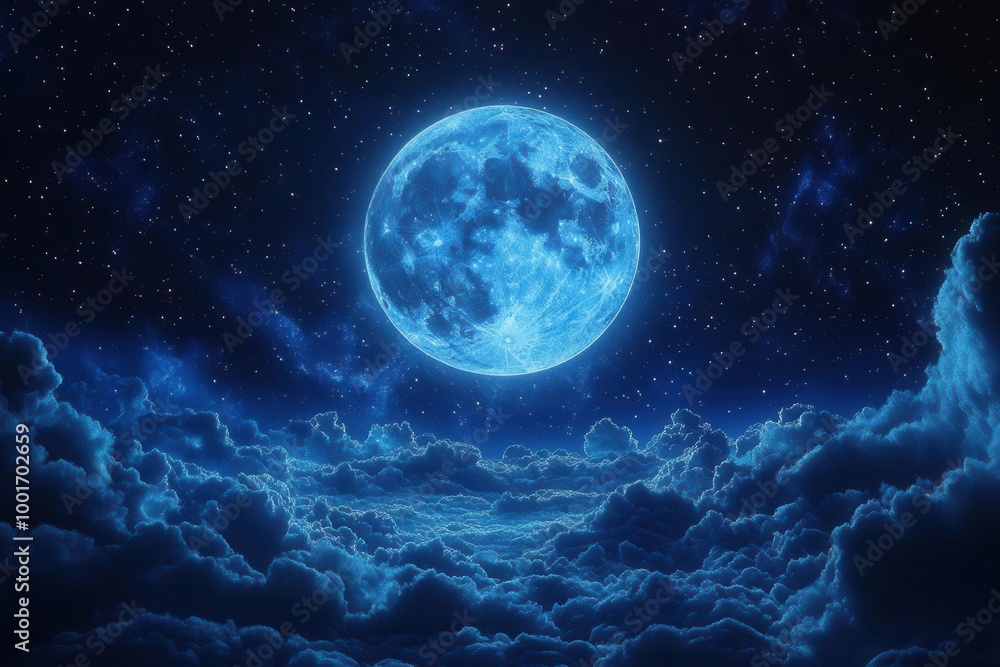enchanting full moon casting a silvery glow over clouds and stars in a deep indigo night sky evoking a sense of wonder and tranquility enchanting full moon casting a silvery glow over clouds and stars in a deep indigo night sky evoking a sense of wonder and tranquility