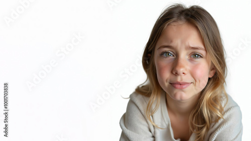 sad facial expression on white background