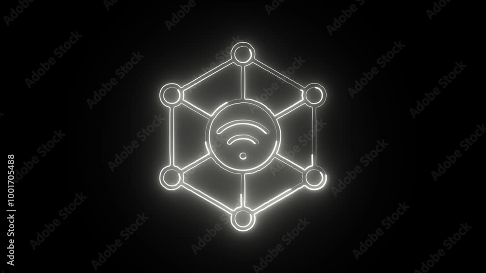 Glowing Neon Internet of Things Icon Isolated on Black Background. HD Video Motion Graphic Animation Glowing Neon Internet of Things Icon Isolated on Black Background. HD Video Motion Graphic Animation