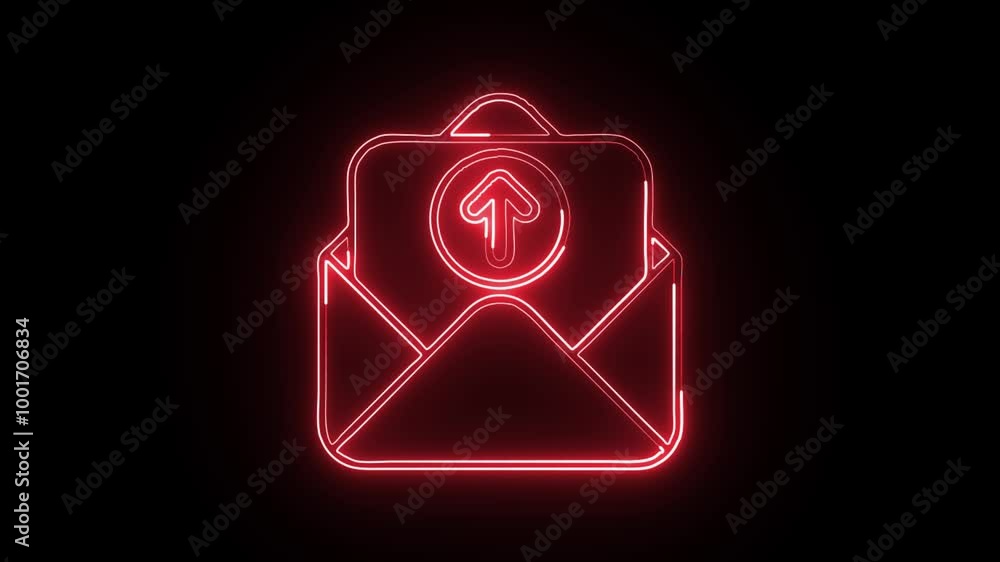 Glowing Neon Sending Mail Icon Isolated on Black Background. HD Video Motion Graphic Animation Glowing Neon Sending Mail Icon Isolated on Black Background. HD Video Motion Graphic Animation