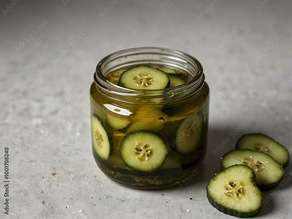 Marinated Pickled Cucumber on White Background Marinated Pickled Cucumber on White Background