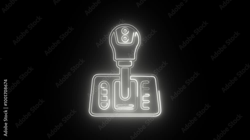 Glowing Neon Gear Shift Icon Isolated on Black Background. HD Video Motion Graphic Animation Glowing Neon Gear Shift Icon Isolated on Black Background. HD Video Motion Graphic Animation