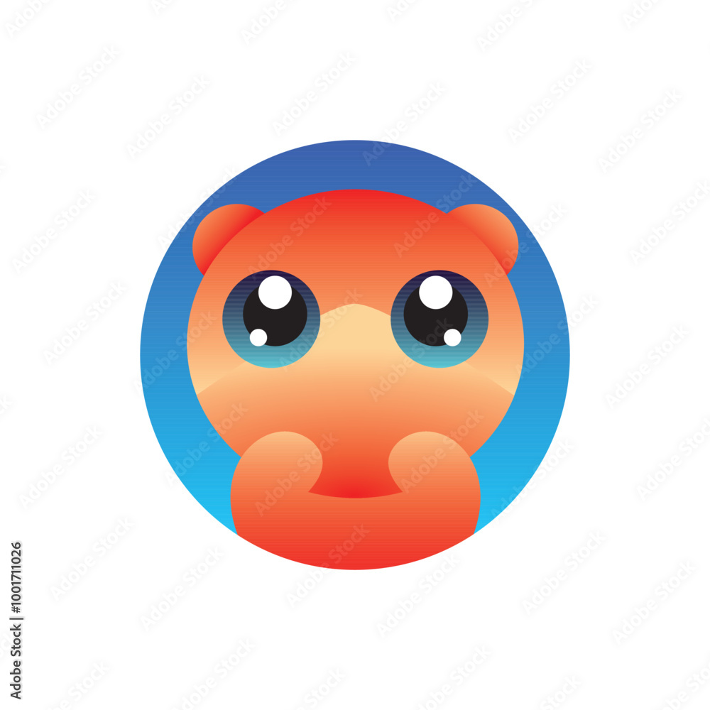 Fototapeta premium This image showcases a vibrant, adorable Bear cartoon character with big, expressive eyes and a blend of warm and cool tones, ideal for children's media, animations, and playful educational materials.