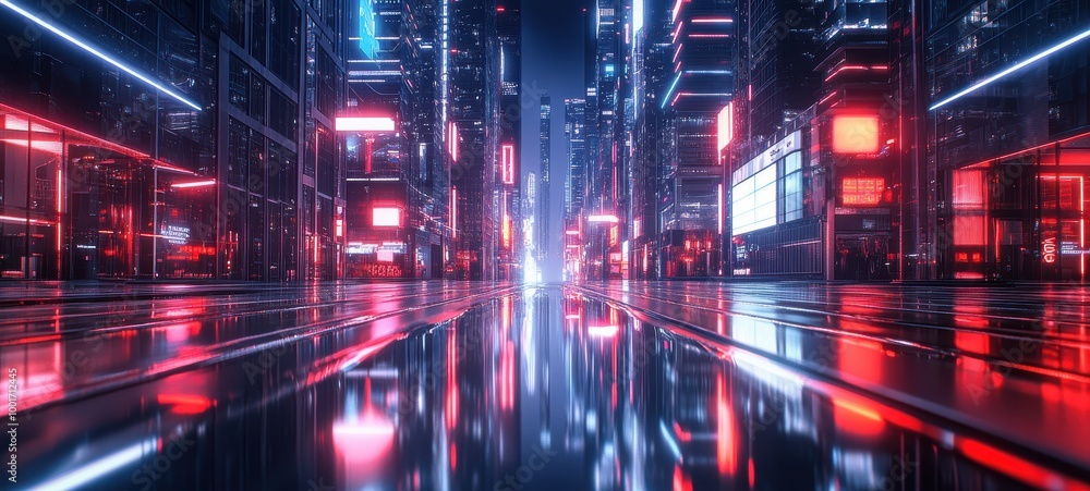 An empty, futuristic city street An empty, futuristic city street