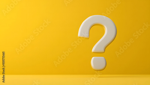 White Question Mark on Bright Yellow Background - Concept of Curiosity and Inquiry