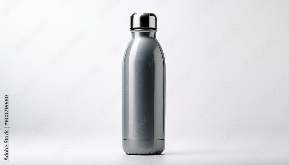 Minimalist water bottle with a clean design, isolated on a white background Minimalist water bottle with a clean design, isolated on a white background