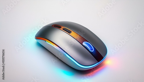 wireless mouse with glowing accents, placed on a bright white background photo