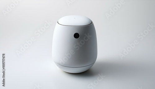 Virtual assistant device in minimalist form on a white surface