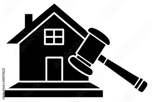 Real Estate Auction Icon Vector Gavel and House Symbol Illustration photo