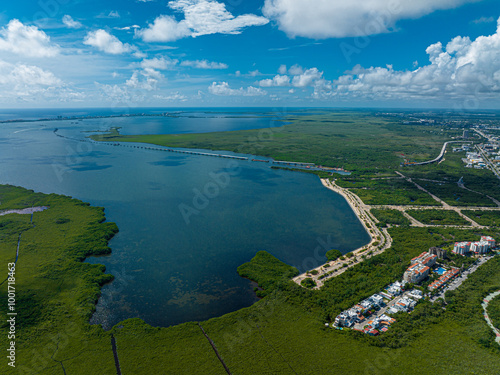 Aerial View of Nichupté Lagoon and Cancun Hotel Zone from Malecón Tajamar photo