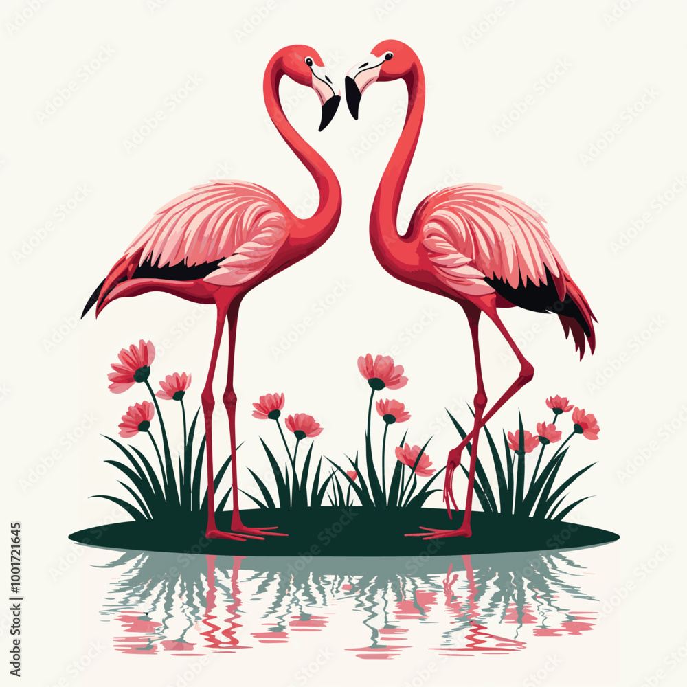 Fototapeta premium Illustration of Classic Flamingo on Summer Holiday